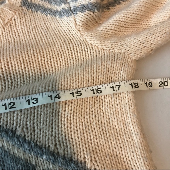 J Crew Cashmere HandKnit Sweater Tile Pattern Cream Blue S - Picture 9 of 10